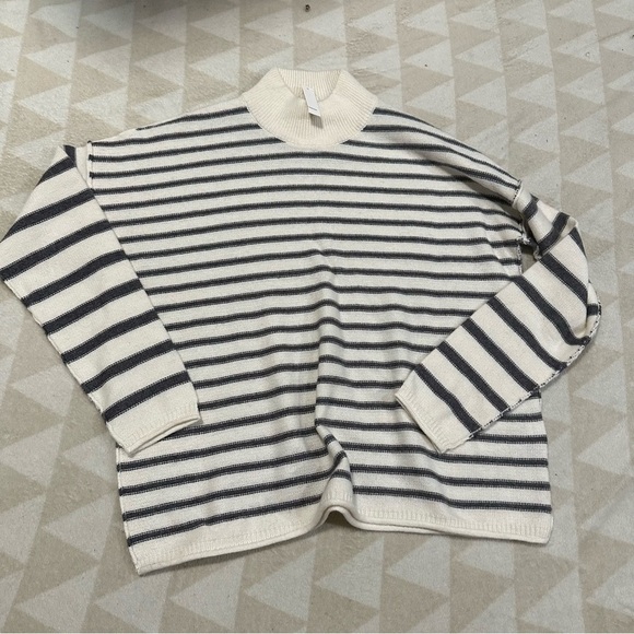 Madewell stripe play mockneck pullover sweater antique cream - Picture 5 of 6